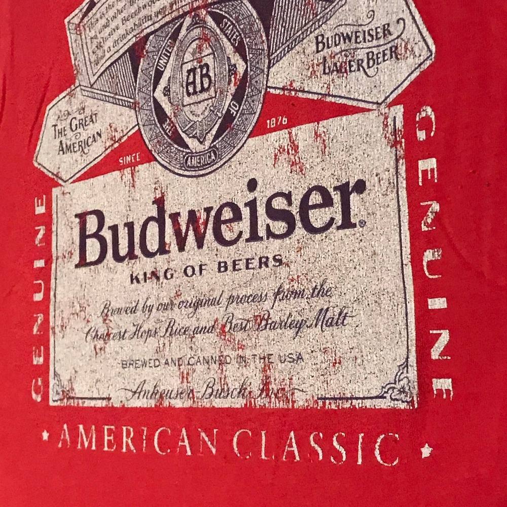 Vintage Budweiser Tank Top Red King of Beers Graphic Sleeveless Tee L 42-44 - Picture 4 of 4